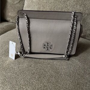 Tory Burch Taupe Leather Chain Shoulder Bag